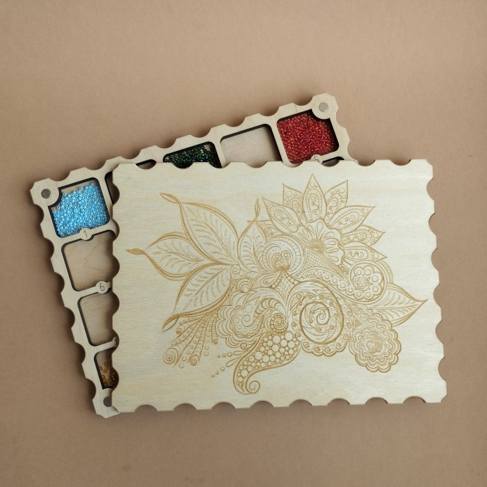 Дерев'яний органайзер для бісеру з кришкою на 20 комірок (060081), фото 1