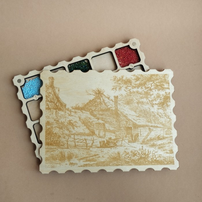 Дерев'яний органайзер для бісеру з кришкою на 20 комірок (060086), фото 1