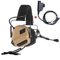Навушники Активні Earmor M32-Plus TAN + Копка тангента PTT ZP125
