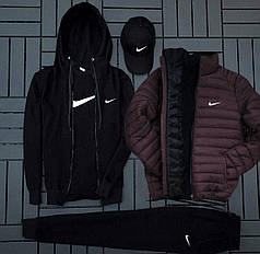 (п) ФЛІС Комплект із курткою Nike (худі на змійці + штани + футболка + футболка + куртка +куртка)