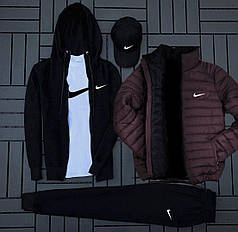 (п) ФЛІС Комплект із курткою Nike (худі на змійці + штани + футболка + футболка + куртка +куртка)