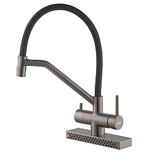 Смеситель для кухни Koer KB-74027-07 с функцией "водопад" и черным силиконовым изливом (KR5203)