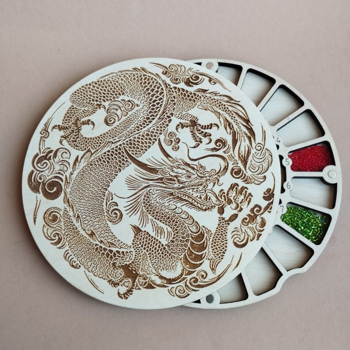 Органайзер для бісеру з дерев'яною кришкою на 32 клітинки (060476), фото 1