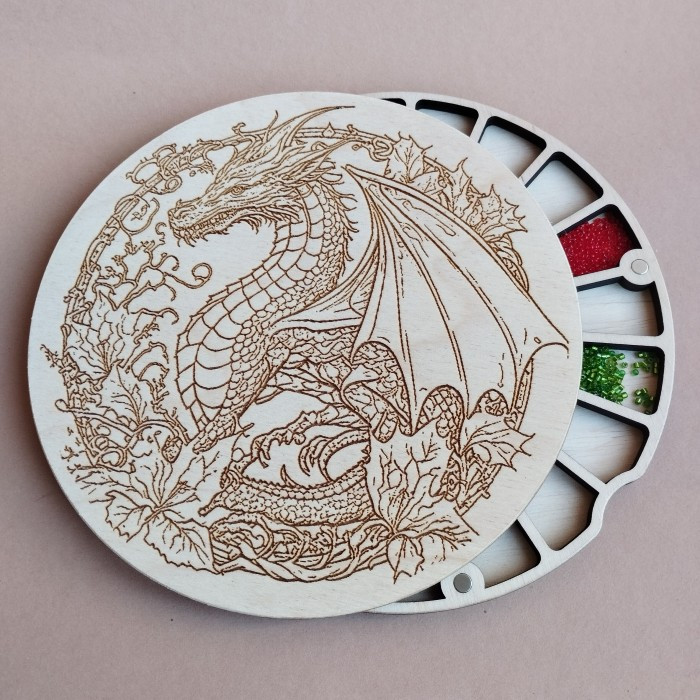 Органайзер для бісеру з дерев'яною кришкою на 32 клітинки (060477), фото 1