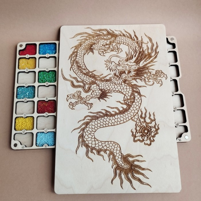 Органайзер для бісеру з дерев'яною кришкою на 56 пронумерованих комірок (060488), фото 1