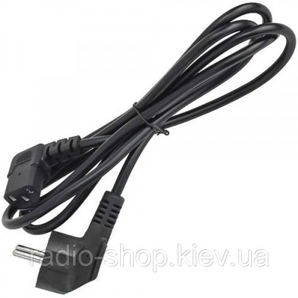 Шнур мережевий комп'ютерний 3х0,75 мм., кутовий, чорний, 1,8 м, Tcom, фото 1