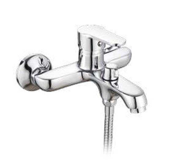 Змішувач для ванни литий, вилив короткий (шланг 1,5 м, лійка, кронштейн) ТМ AQUATICA, фото 1