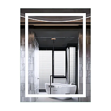 Дзеркало Mixxus Premium FLASH MR21-60x80 з Led Touch, Anti-fog, димером, регулятором яскравості, годинником