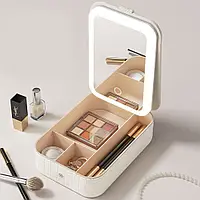 Дорожная косметичка с зеркалом и подсветкой 20,5х14x5,5см / Косметичка-органайзер / Органайзер для косметики