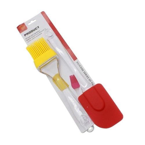 Силіконова щіточка для змащування універсальна з лопаткою Plastic brush set AND682, фото 1