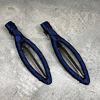 Шпилька з атласною стрічкою (зажим), 6 см, колір- темно-синій, 1 пара, Темно-синій