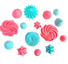 Набір цукрових прикрас "Безе асорті блакитнувато-рожеві" (11 шт.)