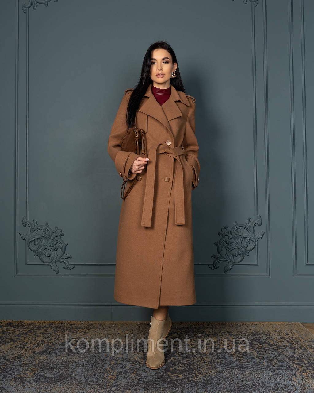 Елегантне жіноче демісезонне пальто "Валенсія", карамель