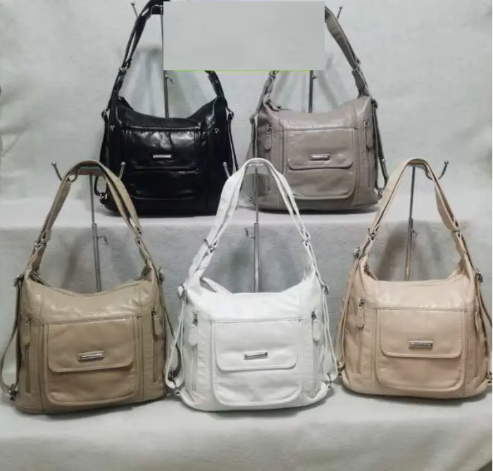 Сумка жіноча варенка на блискавці з кишенями зі штучної шкіри в різних варіантах Liza, фото 1