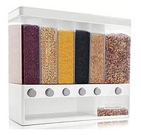 Кухонний органайзер для круп з дозатором / Диспенсер для сипучих продуктів (6 відділень) (16161)