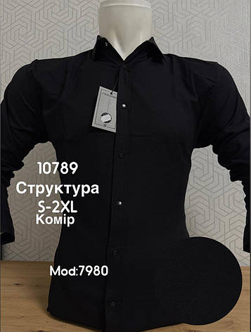 Однотонна сорочка з довгим рукавом Noseda на комір структура mod 7980, фото 1