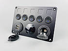 5-кнопкової панелі з двома USB-портами, цифровим вольтметром і розеткою прикурювача, фото 3