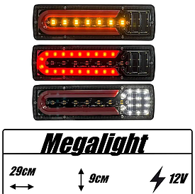 Задні світлодіодні LED ліхтарі універсальні для авто, причепів 29 см 12V комплект 2 шт KA-111