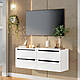 Стильна паряща навісна тумба під телевізор тв біла 120 см з шухлядами у вітальню зал ТН-3 Київський Стандарт, фото 2