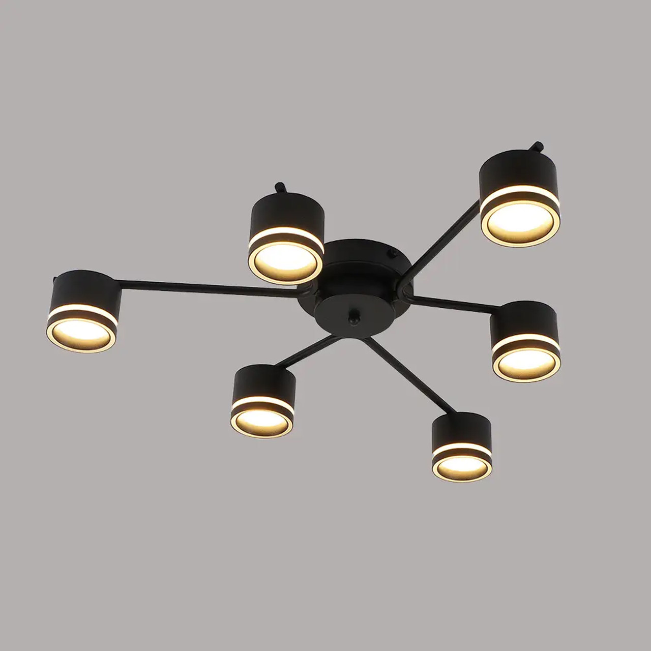 Стельова люстра на 6 плафонів у стилі Лофт чорна GELA 6R BLACK, фото 1