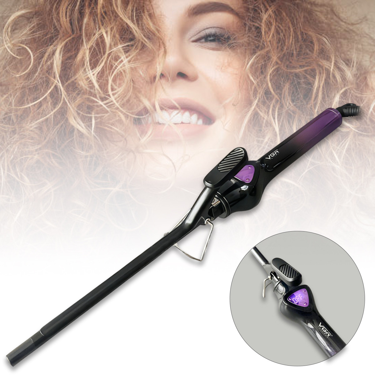 Плойка 10 мм з керамічним покриттям та регулюванням температури VGR V-573, фото 1