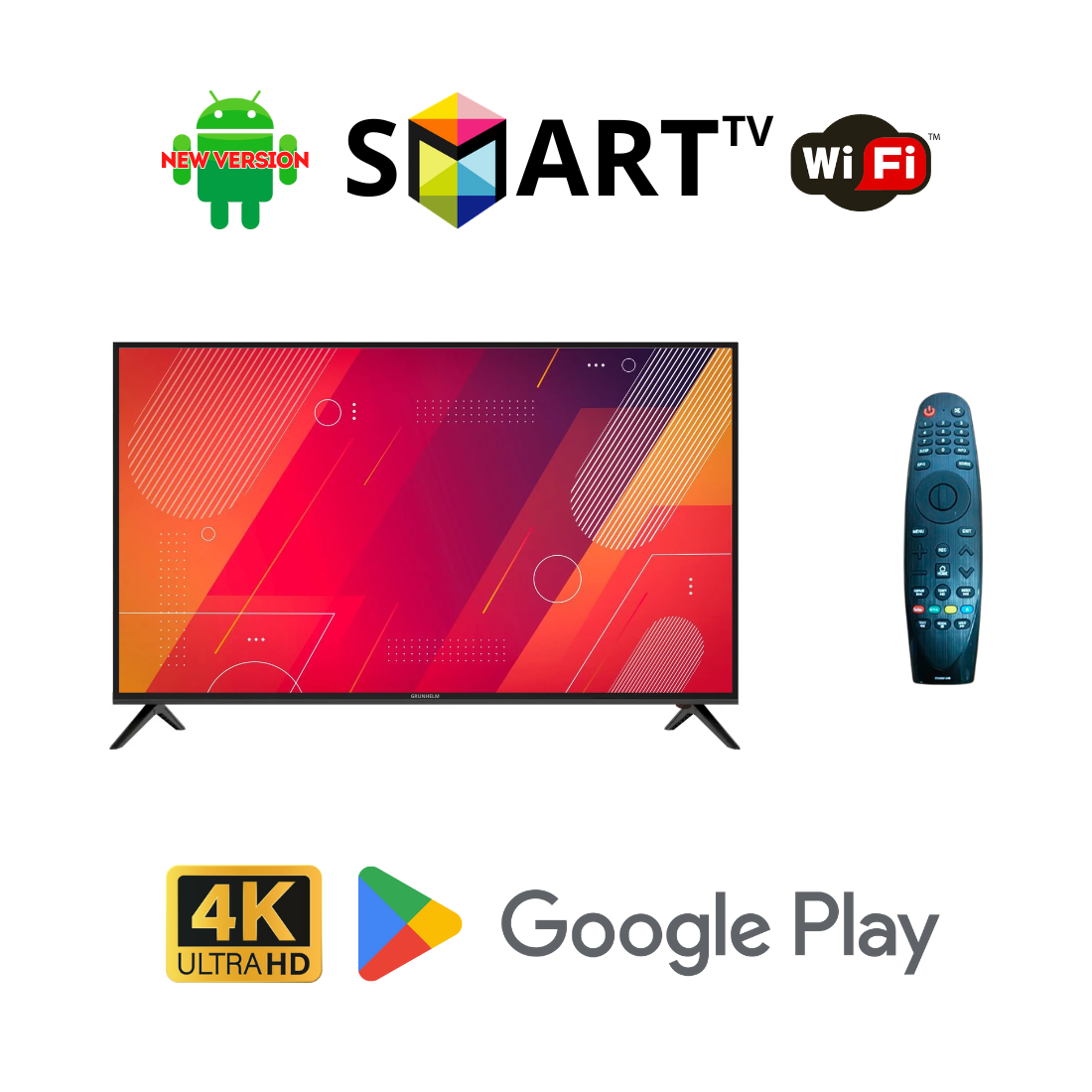 Телевізор Grunhelm 24" I Android 13.0 Smart TV T2 FullHD USB (1980x1080) блютуз