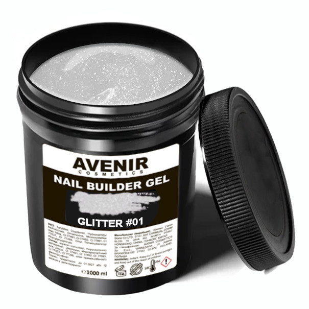Гель для нарощування Avenir Glitter #01 (Гліттер №01) 1 кг