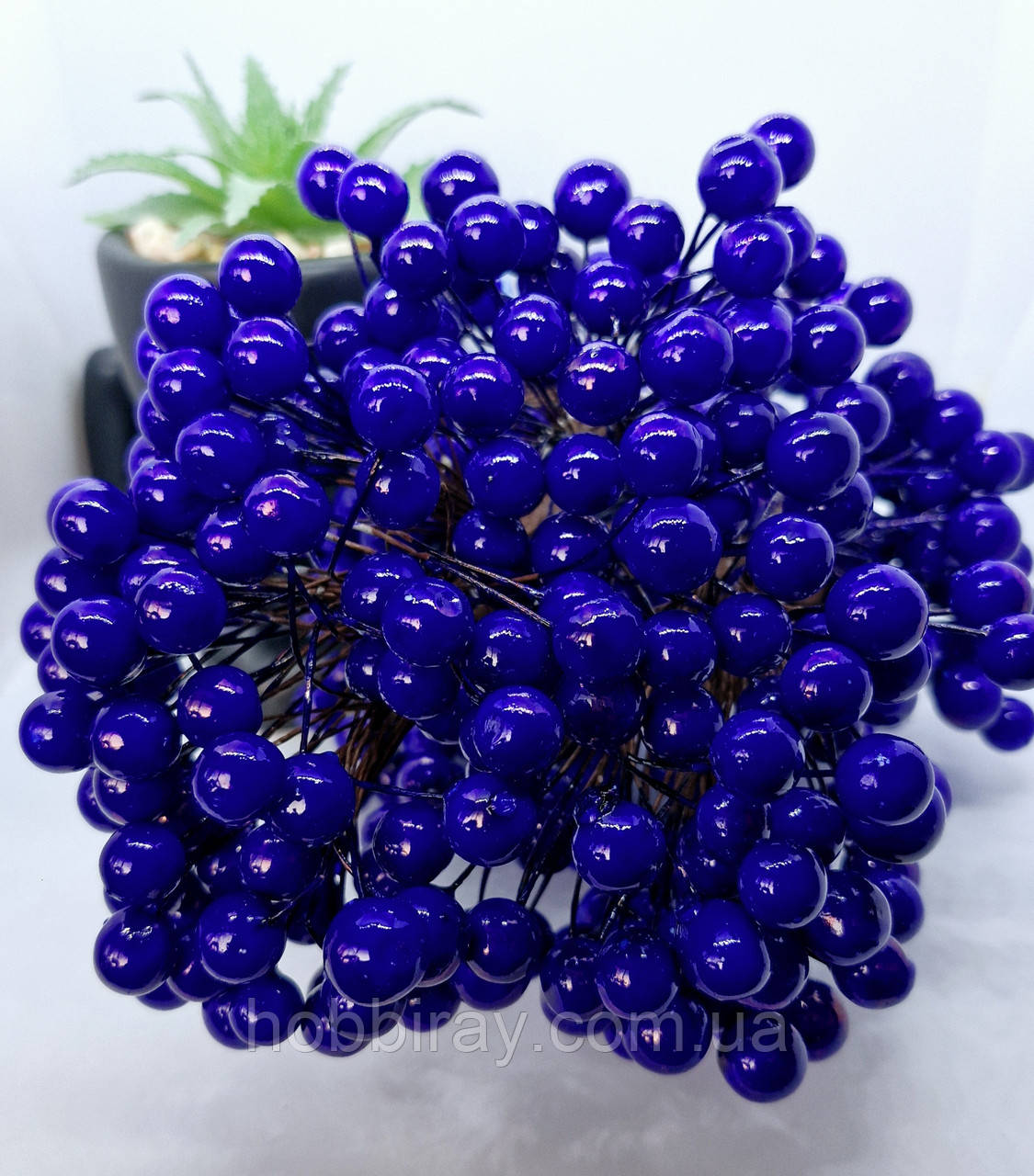 Калина лак. Діаметр — 1,2 см. 40 шт. у пучці. Колір синій., фото 1