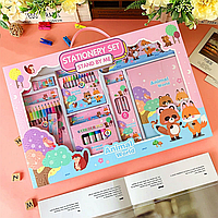 Набір для малювання з пеналом, олівцями та маркерами, тема Тварини, ідеальний подарунок для дітей