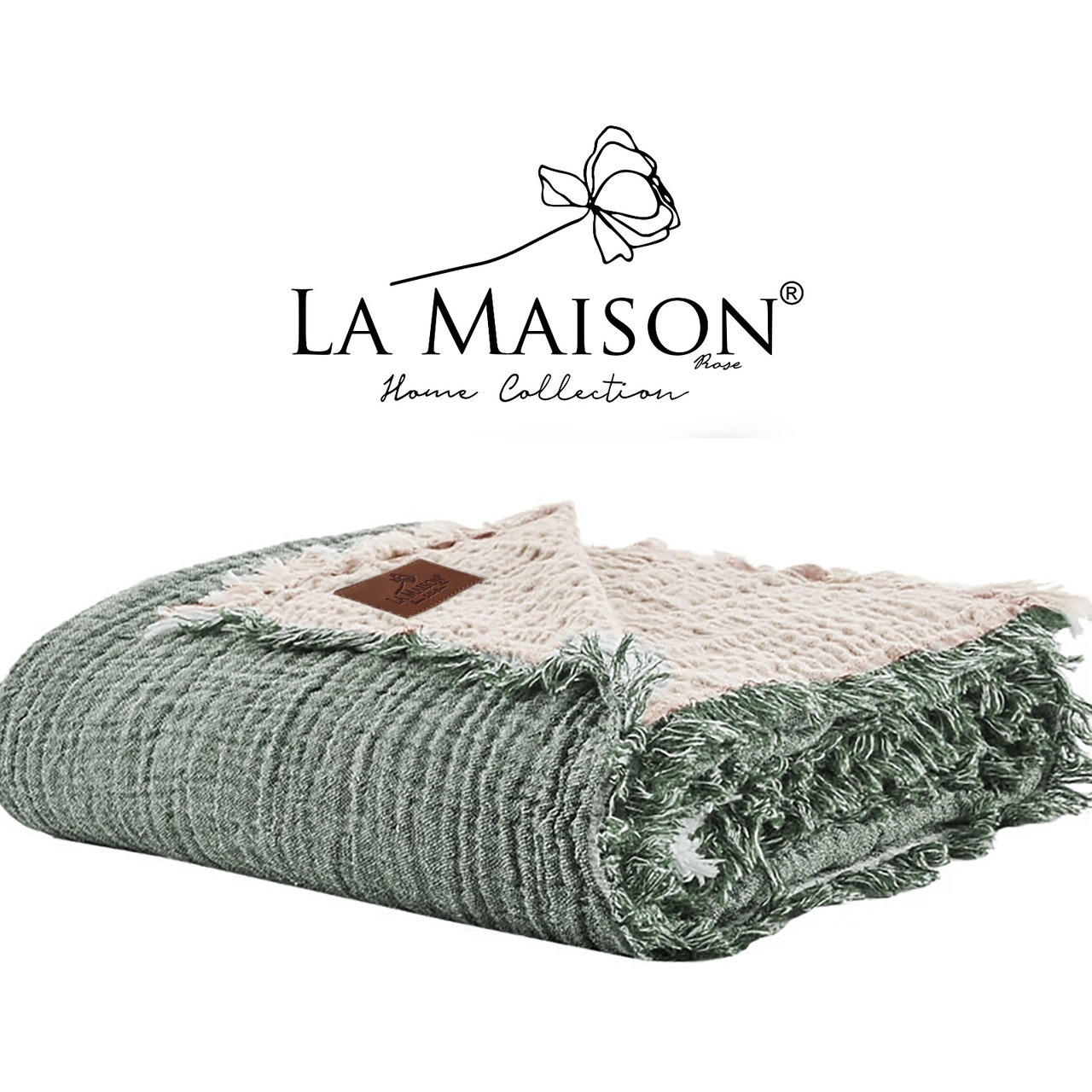 Муслінове покривало La Maison 230×240 Selin Yesil - Bej, фото 1