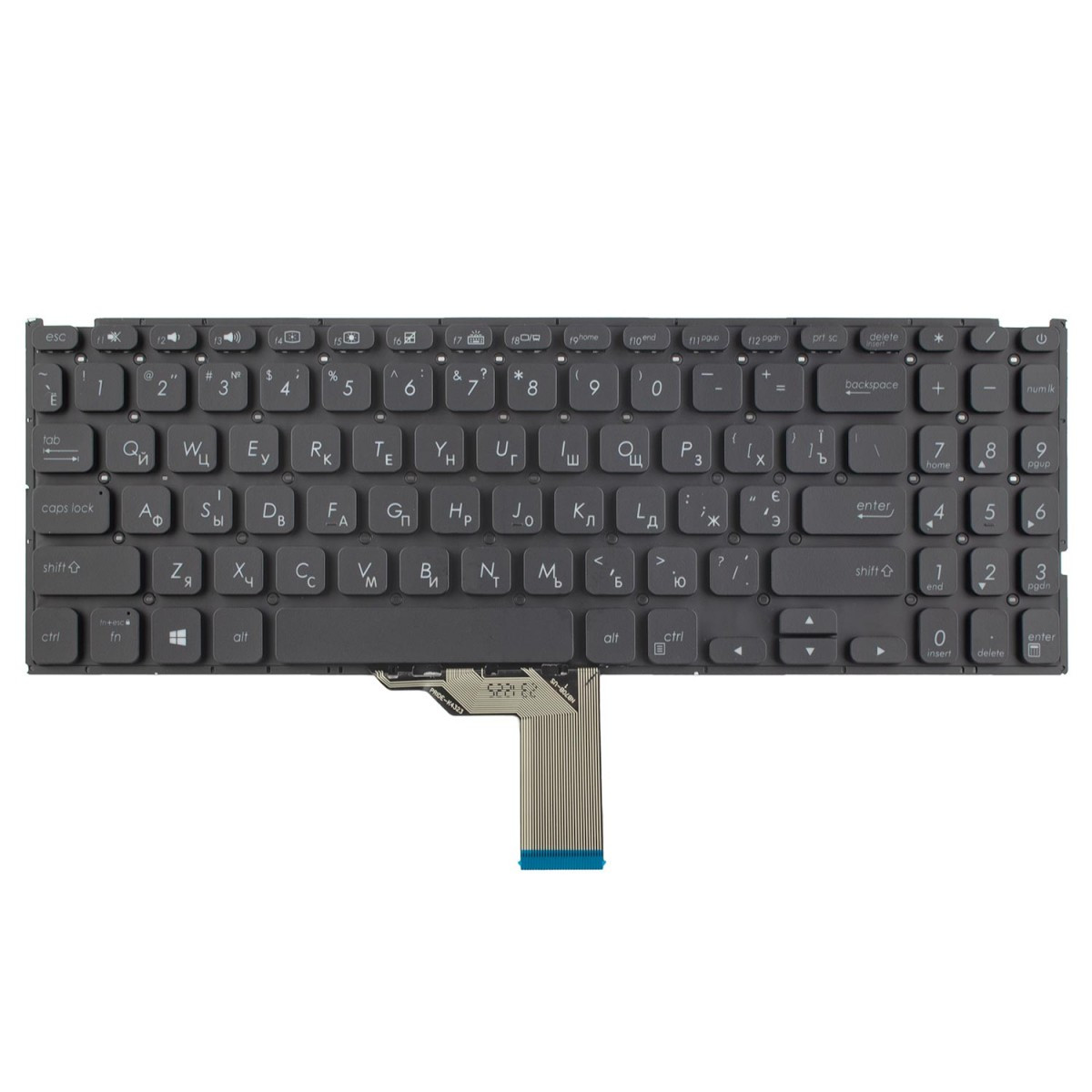 Клавіатура для ноутбука Asus X512DA, X512DK, X512FA, X512FJ, X512FL, X512FB, X512JA, X512UB, F512D підсвічування клавіш Сріблястий