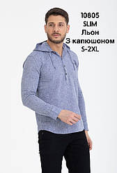 Лляна приталена сорочка з довгим рукавом Red Line на капюшон