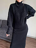 Теплий костюм міді спідниця з резинкою і светр із коміром стійкою (р. 42-46) 9103788, фото 7