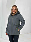 Демісезонна жіноча куртка стьобана чорного кольору, фото 10