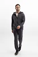 Чоловічий спортивний костюм на блискавці з капюшоном із двонитки весна-осінь графіт Moor-p