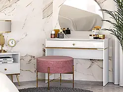 Туалетний столик у спальню Goldin 10 (білий глянець/золотий)