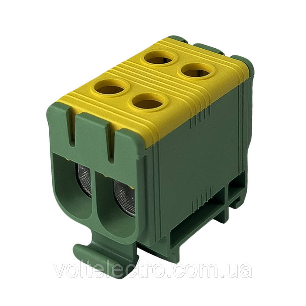 Клемник на DIN-рейку Al 6-50/Cu 4 2.5-50 мм² жовто-зелений Промфактор, фото 1