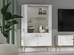 Вітрина у вітальню Goldin 03 (білий глянець/золотий)