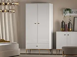 Простора шафа Goldin 01 (білий глянець / золотий)