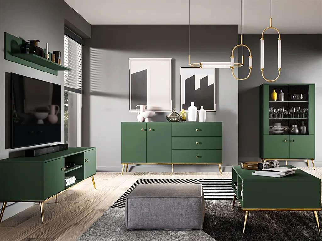 Комплект меблів у вітальню Forest (зелений лабрадор/золотий), фото 1