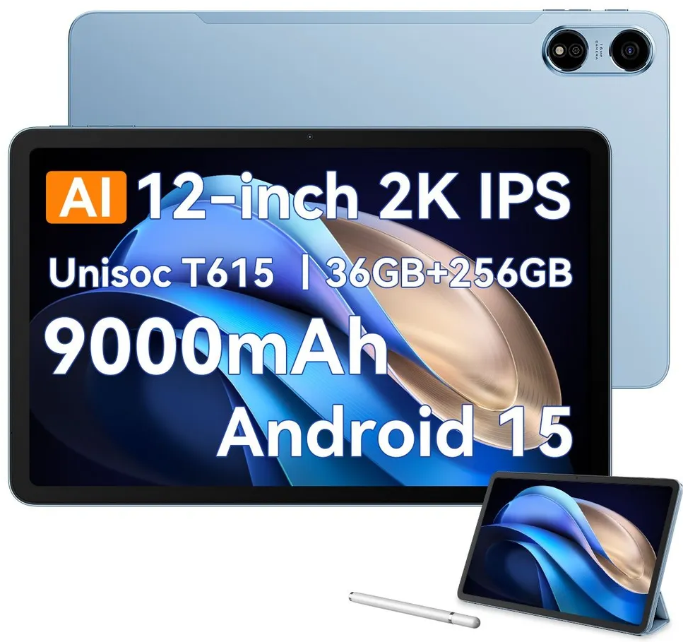 Планшет Blackview OSCAL PAD 100 Blue 12/256GB 4G 9000mAh 12 дюймів Android 15 + чохол, скло, стілус