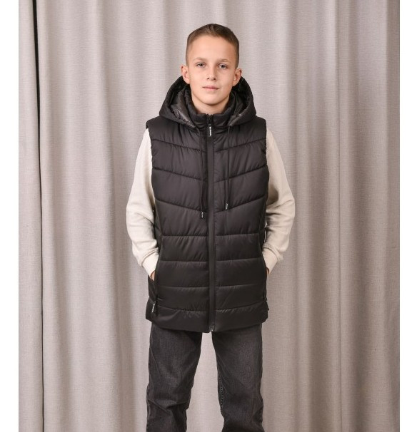 Жилет для хлопчика демісезонний дитячий підлітковий 122-164р чорний, фото 1