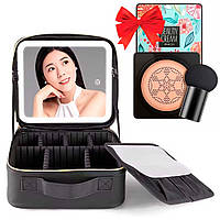 Косметичка дорожня (26х23х11см) + Подарунок Тональний крем кушон + спонжик / Портативна косметичка-валіза