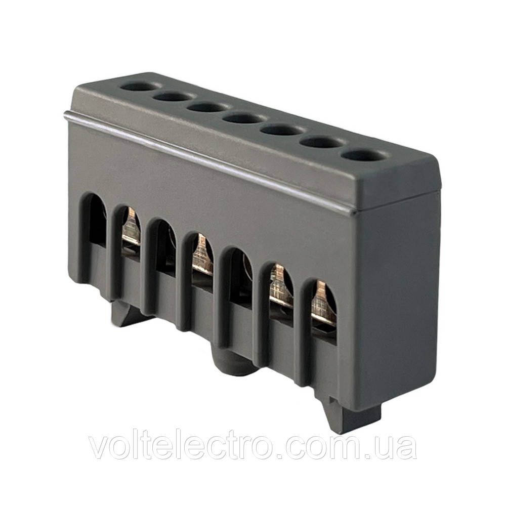 Клема кінцева ізольована 6x9мм 7 отв сіра Промфактор, фото 1