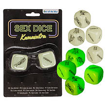 Неонові секс-кубики, що світяться в темряві Sex Dice Kamasutra (в наборі 2 шт.)