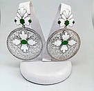 Набір прикрас сережки і кулон ажурного дизайну з емаллю та зеленим каменем Шахеризада, фото 5