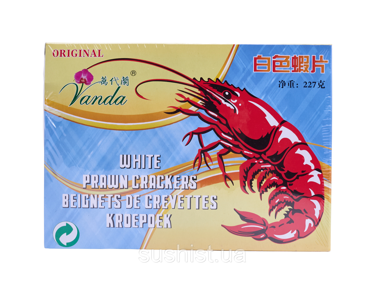 Чіпси рисові зі смаком креветки Vanda 227 г Білі, фото 1