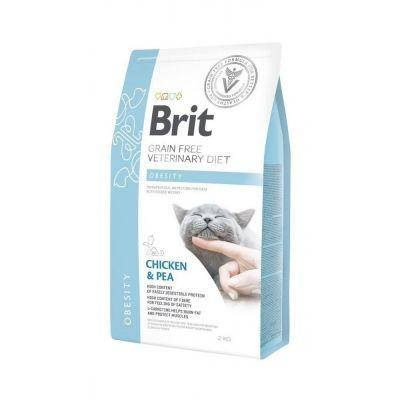 ТЕРМІН 03.2025!!! Сухий корм для котів з цукровим діабетом Brit GF Veterinary Diets Cat Obesity 2 кг, курка/горох, фото 1