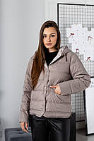 Куртка жіноча демісезонна стобана з капюшоном у кольорі кава КД-0260 Nolvit