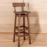 Табурет Техас зі спинкою з дерева Вільха 80 см горіх темний, фото 3